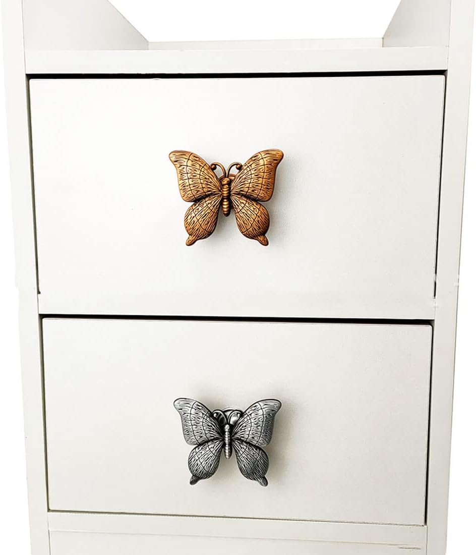 3-Pack Butterfly Drawer Knobs: Silver Metal Decorative Furniture Pulls Handles