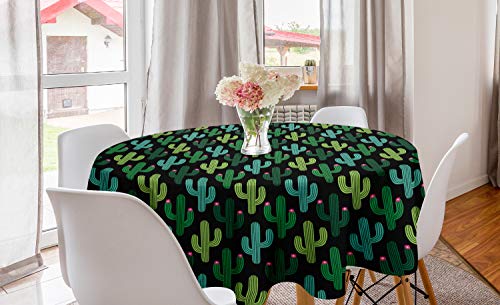 ABAKUHAUS Cactus Nappe Ronde, Cacti Plantes Climat Chaud, Nappe en Cercle pour Salle à Manger ou Cuisine, 150 cm, Gris Anthracite Multicolor Cover