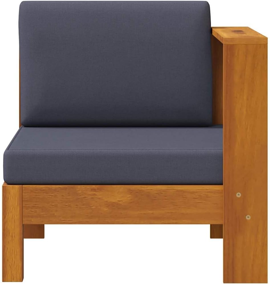 Outdoor Acacia Wood Loveseat with Grey Cushions 25.6"x27.6"x23.6" Weather-Resistant Patio Sofa for Apartment Balcony, Poolside, Garden, Modern Compact Design