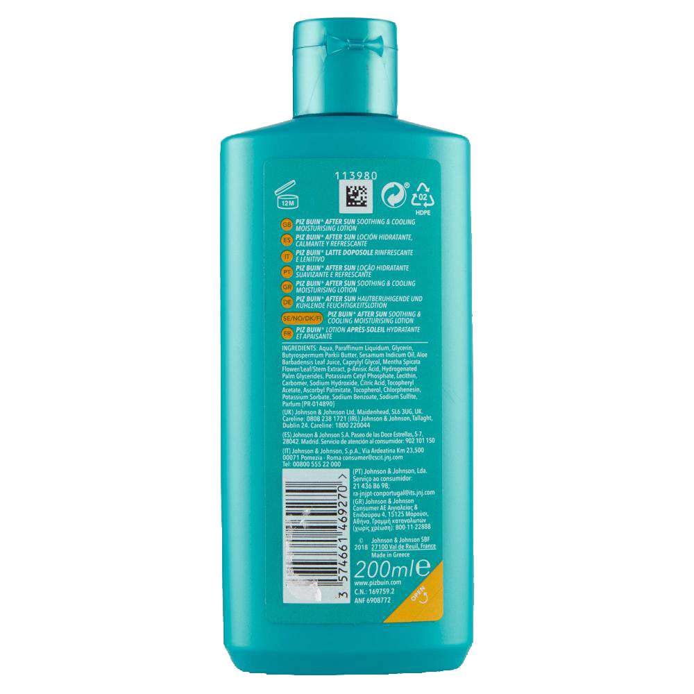 2 x Piz Buin After Sun Soothing & Cooling Moisturising Lotion 200ml - Cap Bottle