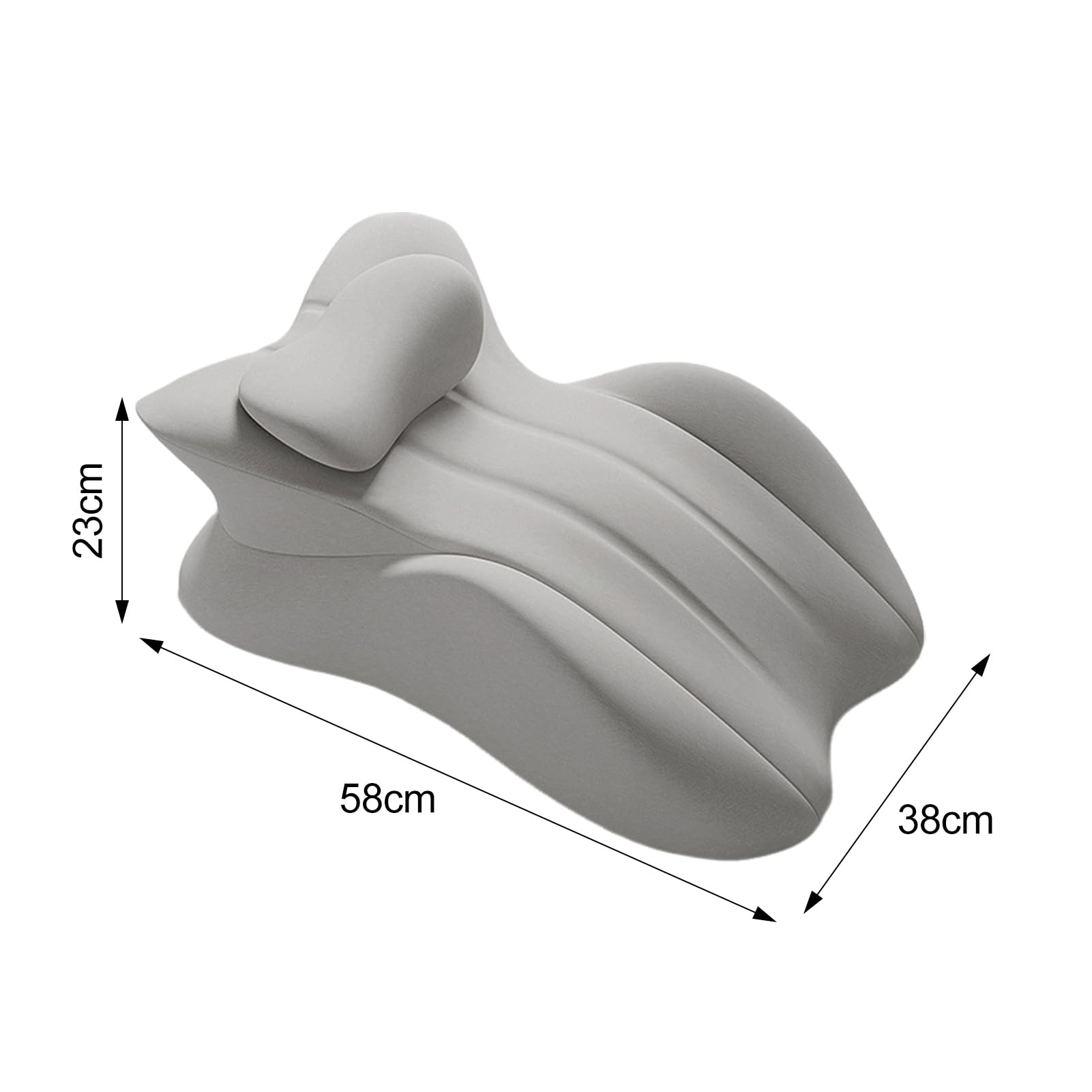 Almohada para parejas para intimidad, espuma viscoelástica, ergonómica, diseño curvado 3D, soporta múltiples posturas, cojín de glúteos de perfil bajo, uso discreto, dormitorio, gris claro