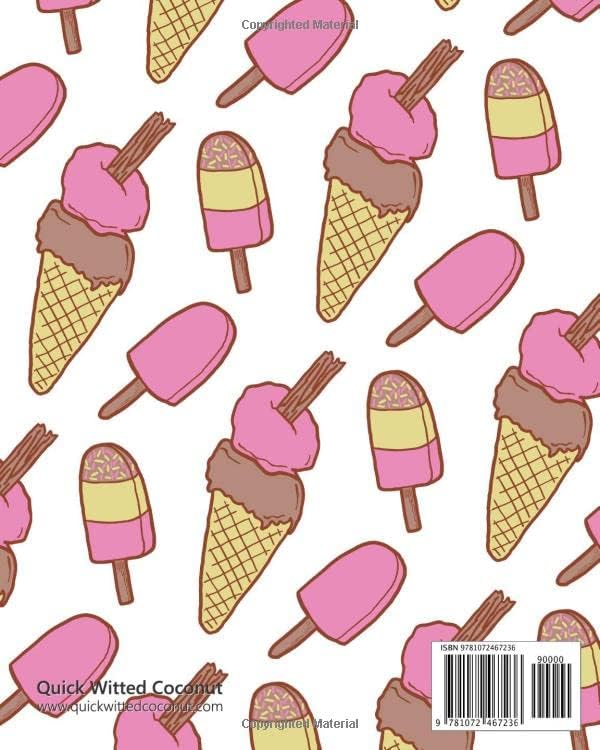 Ice Cream Notebook: (White Edition) Fun notebook 192 ruled/lined pages (8x10 inches / 20.3x25.4 cm / Large Jotter) - Image 3