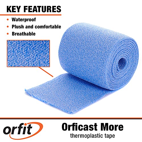 Orficast by Orfit Easy-Form Splinting Material Heat-Activated Thermoplastic Tape For Trigger Finger, Thumb, Arthritis Pain Relief, Hand Support 5” x 9’, Blue, One Roll