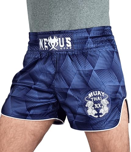 Muay Thai-Shorts, Kickboxen, Camouflage, Thai-Box-Shorts, MMA-Shorts, Herren und Damen, Kampfsport, Fitnessstudio, Workout, Käfigkampf., Wasserblau, Large