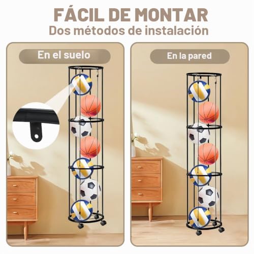 Almacenamiento de pelotas interior exterior con estante de 3 niveles 7