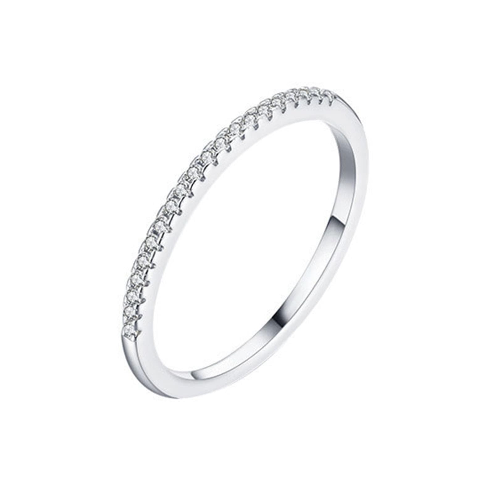 KnSam Par de anillos de oro blanco de 9 K/14 K, moissanit Au375/585, oro blanco, anillo de eternidad, anillo de memoria, joyas auténticas, tallas 47-62