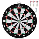Dartscheibe okulaku Hochwertige Dart Scheibe mit runden dünnen Drähten Klassische Dartboard Inklusive 6 Dartpfeile und Nagelset