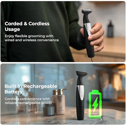 Image of Zebronics Shaver S Lite Beard Trimmer, Corded & Cordless Use, Upto 90min Runtime, Stainless Steel Blades, 4 Guide Combs, IPX5 Washable, Type-C Fast Charging, LED Indicator, Skin Friendly (Black)