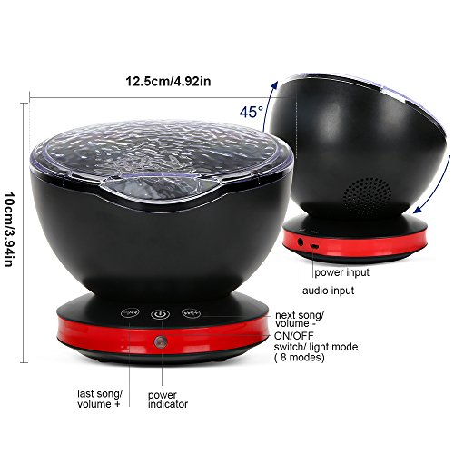 Ocean Wave Projector, Night Light Projector, 8 Color Changing Music Night Light For Kids With Remote Control Timer Setting Light Show For Kids Adults Bedroom Lights Room Decor(Black) #TOP7