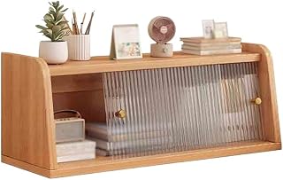 Estantería Estantería de escritorio de tablero artificial trapezoidal, con estante de exhibición organizador de puerta corrediza de plástico, for almacenamiento de libros de escritorio de oficina en c