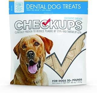 Checkups Dental Dog Treats - Reduce Plaque 25% & Tartar 62%, Omega-3, Wheat Gluten Free, 24 Treats 48 oz