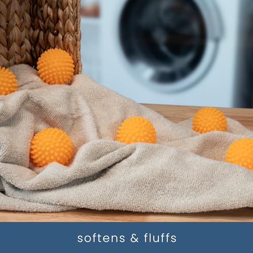 S&T INC. Reusable Plastic Dryer Balls, Fabric Softener for Laundry, Orange, 2.5 in, 6 Pack