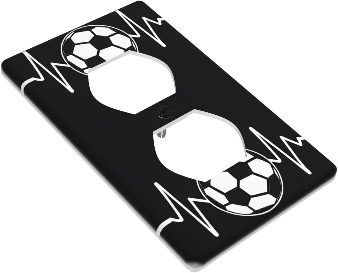 3 PCS Print Light Switch Plate Covers Aesthetic Decorative Unique 1 Gang Duplex Receptacle Wall Plates for Electrical Outlets Room/Office Decor, I Love Soccer