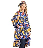 Sakkas Sol Womens Summer Swing Loose Dress African Print Roll up Sleeve Button