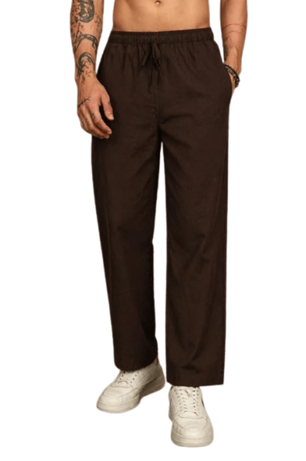 Men’s Brown Cotton Pajama Bottoms Loose Fit – Lightweight Comfortable Sleepwear Pants for Lounging, Sleeping and Casual Home Use-image-18