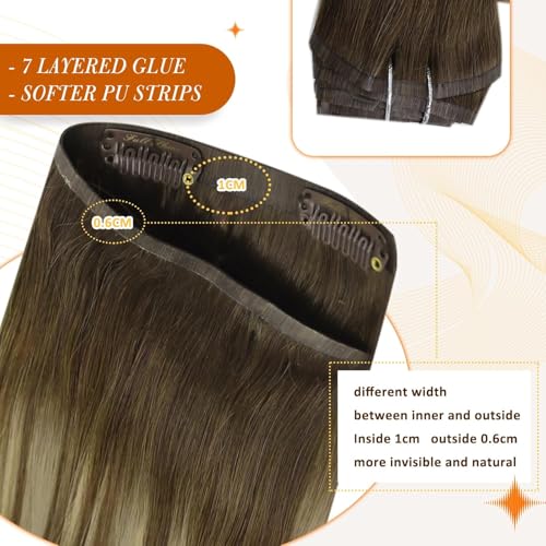 Image of Full Shine Seamless Hair Extensions Clip in, Balayage Brown | Invisible PU Weft, 16 Inch 120g 8 Pcs, Soft Straight, Added Volume, Natural Blend, Easy to Apply, Everyday Styling