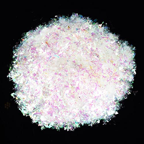 SRV Hub Flocons de neige artificiels pour décorations de Noël, neige iridescente artificielle pour décorations de Noël et du Nouvel An (poudre de neige 100 g)