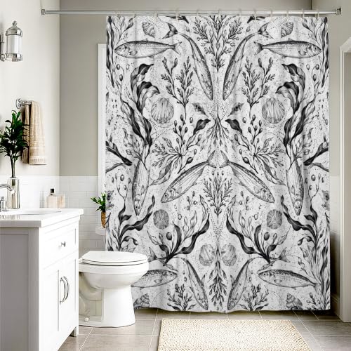 Rideau de douche extra long contre les éclaboussures, tissu imperméable noir de 243 cm - 3