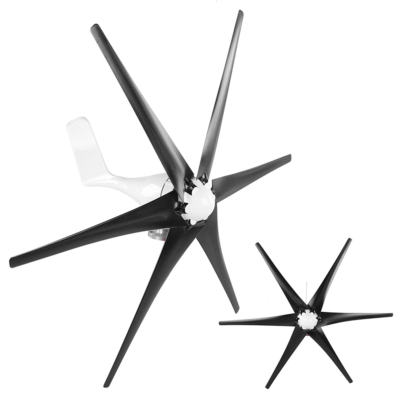 FTVOGUE Generador de Viento, Mini Generador de Turbinas Eólicas de 200 W, 12 V, Alternador Trifásico de 6 Palas de Plástico de Aleación, Rueda de Viento de 1,2 M para Uso Doméstico, Granja, Barco