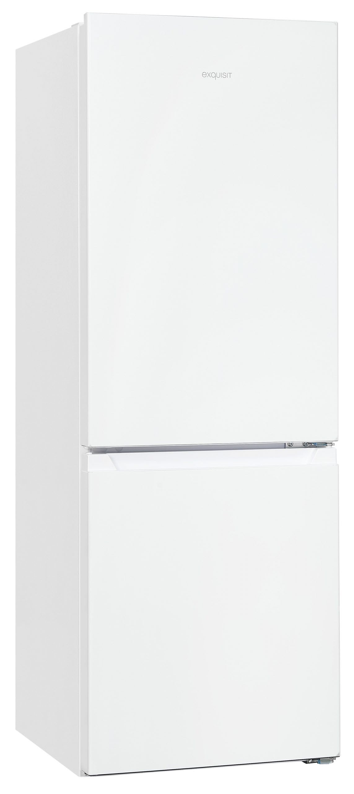 Exquisit® Frigorífico Combi, 175L, Clase E, Color Blanco, Cajón Verdulero, Estantes de Cristal, Altura Regulable, Tiradores Integrados, Luz LED, Consumo 195 kWh/año, Medidas 143,5x49x56,5 Cm.