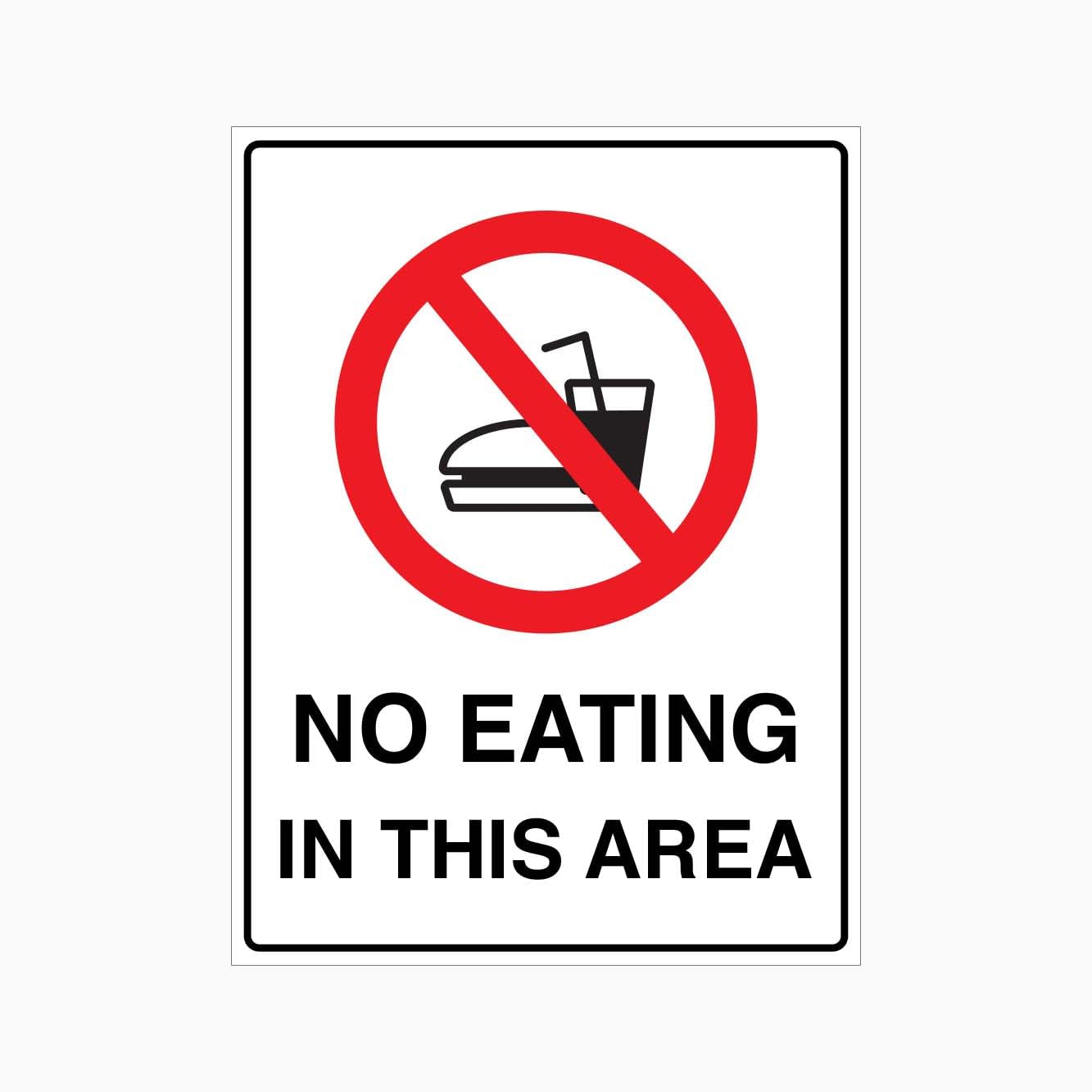 NO EATING IN THIS AREA Sign, 12x8 Metal Tin Sign, Eating is not permitted here.