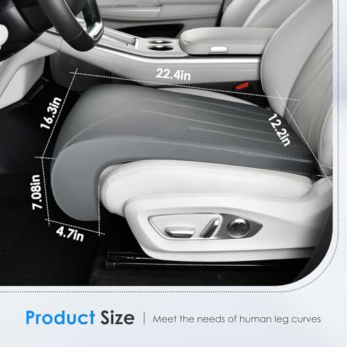 Image of FLORICH Car Seat Extender Leg Extender Support Cushion for Driver Seats Office Chair, Leather Carseat Leg Support for Long Drivers Universal Car Seat Cushion Legs Rest Pads-Light Grey