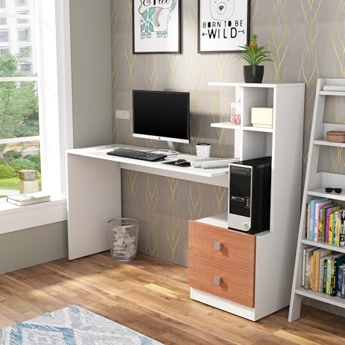 Image of Guide 02 Study Table | Engineered Wood | Frosty White | Free Standing | Knock Down