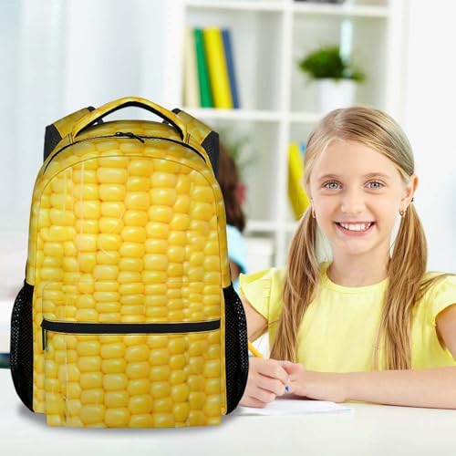Backpacks for Boys, 17 Inch Funny Corn Backpack for Kids, Yellow Food Lightweight Bookbag for Middle High School2