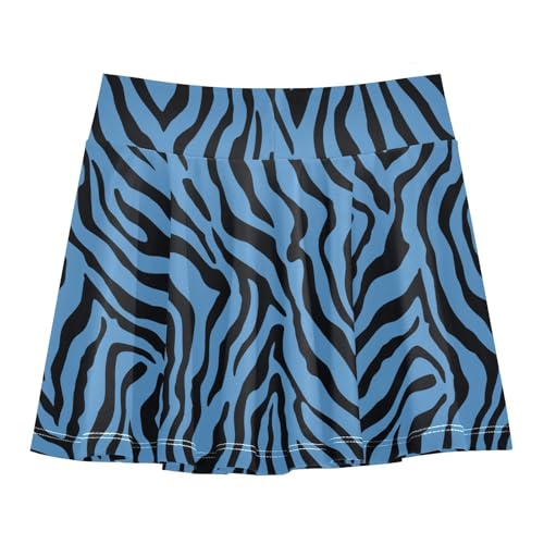Girls Athletic Skirt 3-12 Years High Waist Tennis Skirts Blue Zebra Stripes for Kids Golf Running Dance Skort2