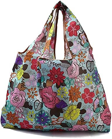 BEEFLYING 3Pcs Foldable Nylon Shopping Bags Black Eco Friendly Foldable Grocery Bags Foldable Shopping Tote Bag for Shopping Travel Camping
