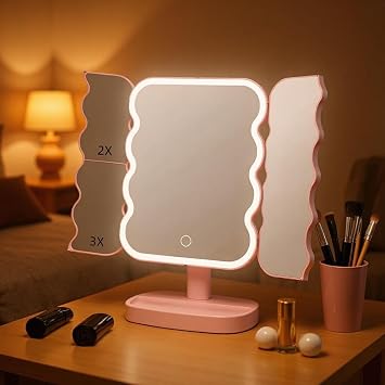 Valkyrie XR-750 LED Işıklı Katlanabilir Makyaj Aynası - 2X 3X Büyütme Modu - Dokunmatik Touch Ekran - Pilli