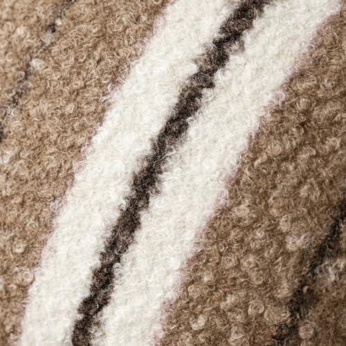 Image of Foindtower Pack of 2 Soft Faux Fur Boucle Throw Decorative Pillow Covers Fuzzy Accent Striped Cushion Sherpa Boho Farmhouse Pillowcase for Couch Sofa Bed Living Room Home Decor 18x18 Inch,Cocoa Brown