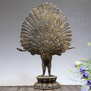 孔雀 鋳銅 置物 中国 古銅 孔雀像 置物 細密オブジェ 乾隆年製銘 仏像