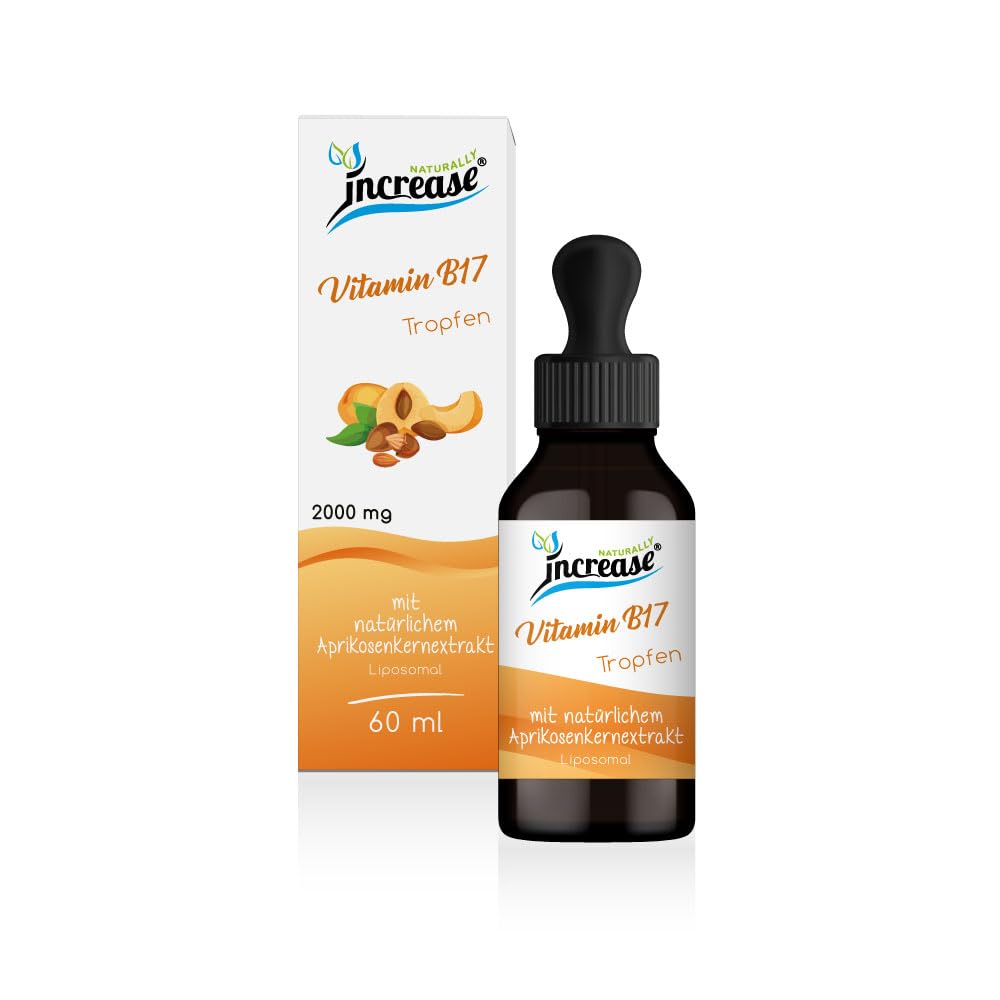 Liposomale Vitamin B17 Tropfen hochdosiert - (60.000mg Aprikosenkernextrakt pro Packung) 2000mg Vitamin B17 pro Tagesdosis - MCT Öl - Hohe Bioverfügbarkeit