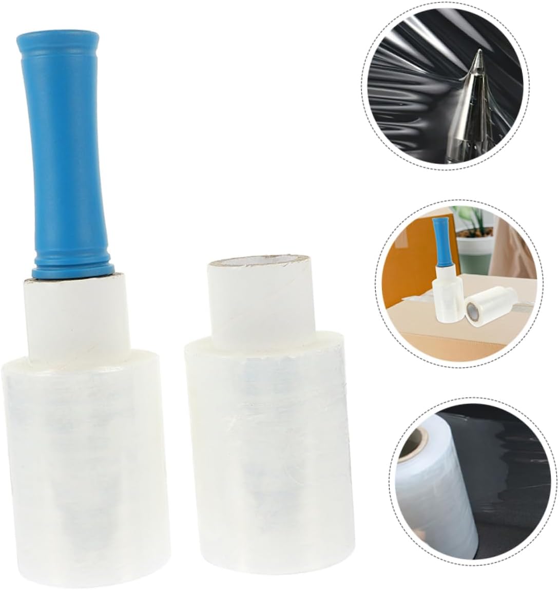 SHOWERORO 1set Mini Stretch Wrap Ergonomic Handle Industrial Strength Packing Film for Moving Furniture Wrapping and Secure Packing