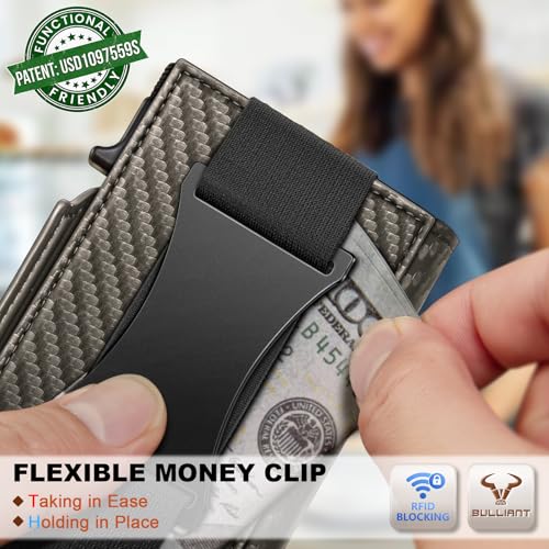 Image of BULLIANT Men Slim Leather Wallet Metal Case Money Clip-Magnetic Closure