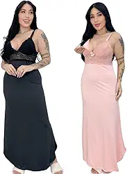 Kit 02 Camisolas Amamentação Longa Luxo com Detalhe Em Renda Em Microfibra e Abertura Em Click