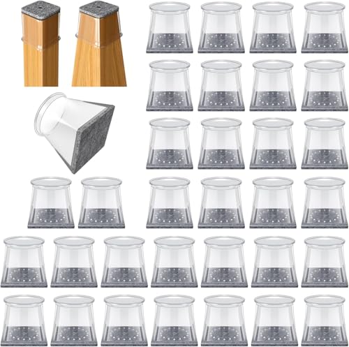 32 Pcs Square Chair Leg Protectors for Hardwood Floors,Felt Furniture Floor Protectors with Silicone Caps, Extra Large Size (Fits Chair Legs with Side Length: 1-5/8" to 2") by OASMU - Used condition - US$20.70