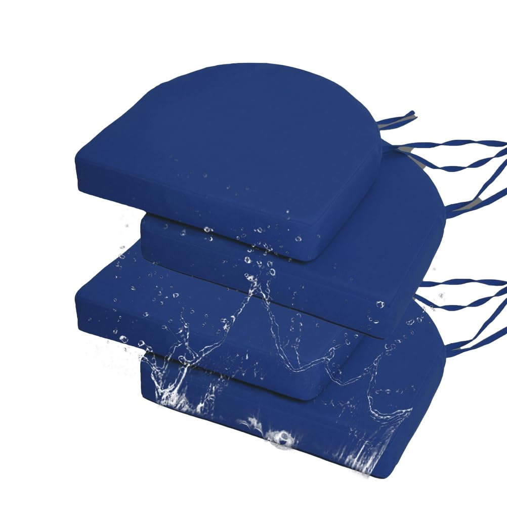 Set di 4 cuscini impermeabili per sedie a forma di U, antiscivolo, per interni ed esterni, per casa, ufficio, cucina, sala da pranzo, 50 x 50 x 3 cm, comodo supporto e lacci di sicurezza