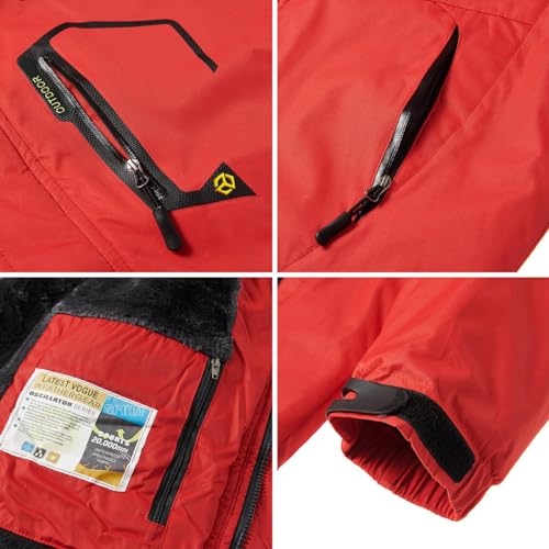 Image of Men's Winter Ski Jacket Warm Fleece Waterproof Outdoor Mountain Hiking Windbreaker Hooded Snow Rain Coat