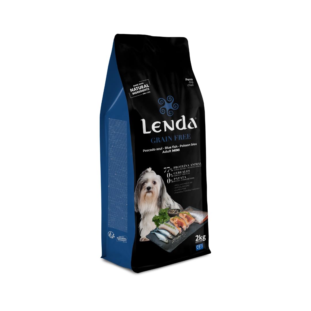 Lenda Grain Free Mini pesce e krill 2 kg – Alimento ipoallergenico senza cereali per cani di piccola taglia – Senza cereali o patate per la digestione – con olio di salmone ricco di Omega 3 e