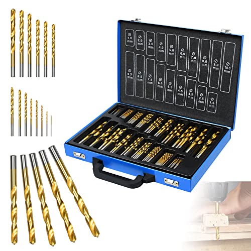 LARS360 Coffret de Forets, Forets Metaux Hélicoïdaux HSS Titane Acier à Haute Vitesse, Kit d'embouts et de mèches pour visseuses et perceuses, Set de 170 Pièces