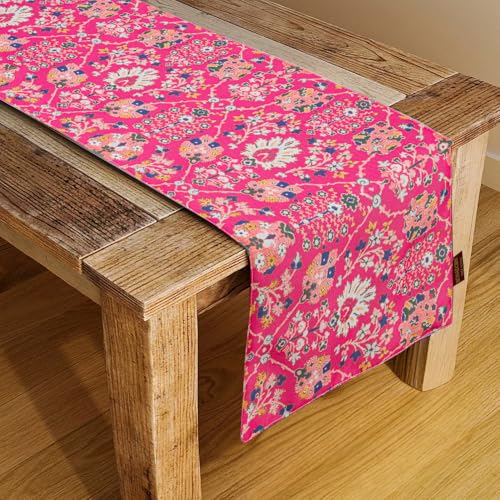 Image of HOMADORN Premium Digital Printed Table Runner - Double Layered Durable Fabric, Elegant Dining & Coffee Table Decoration, Fade-Resistant Prints, Easy Care (13X60 Inches ( 4 Seater), Pink Paradise)