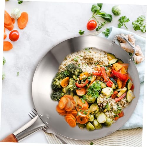 Wok de Acero Inoxidable Plateado con Mango Único Antiadherente miniatura 4