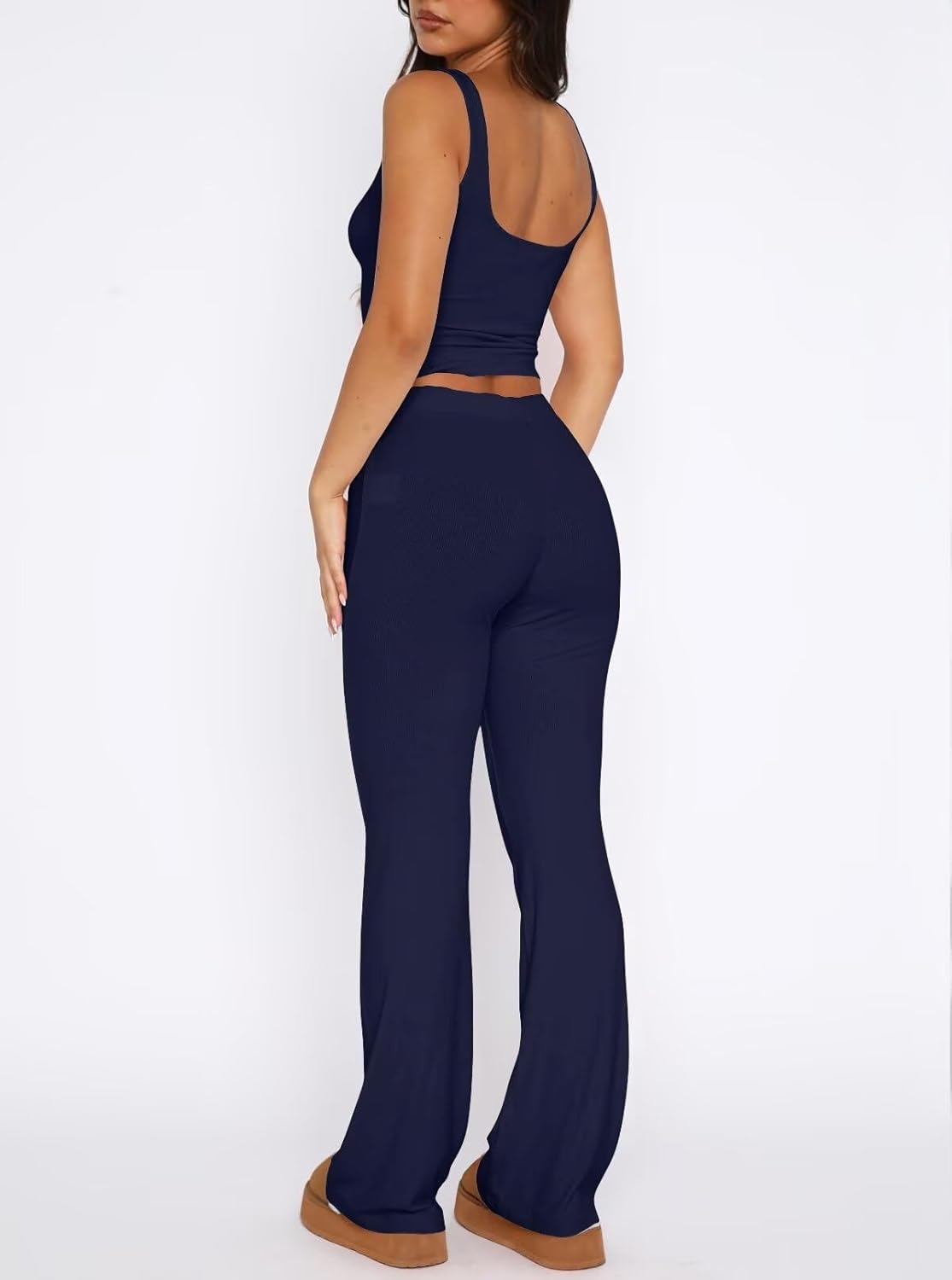 EZBELLE Womens Lounge Sets Shirts Deep V Neck Pajama Sets Summer Tank Tops Ribbed Knit Pjs 2 Piece Outfits Clothes 2026 - Image 4