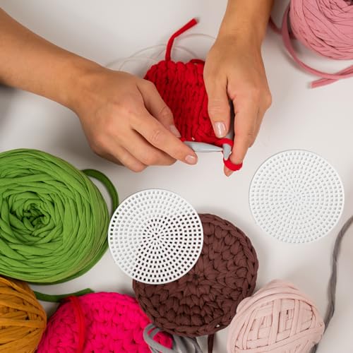 Image of FOCCTS 3Inch Plastic Canvas Sheets Plastic Mesh Sheet Plastic Cross Stitch Canvas, Circle Round Needlepoint Embroidery Canvas, White Canvas Mesh for DIY Mesh(2pcs)
