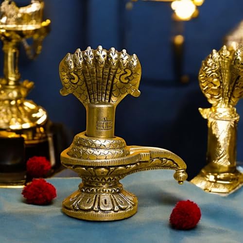 Image of SHANTI Brass Shivling for Home Puja, Shiva Lingam for Temple, Office Desk, Gift & Decor (SL2181)