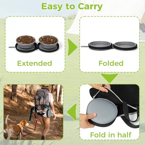 Silicone Collapsible Dog Bowl,2 in 1 Portable Water|Food Bowl for Dog and cat,Canvas Storage Bag,Folds Flat for Easy Storage,Making it Ideal for Travel,Camping,Hiking,Outdoor Adventures,Daily Walks - Image 4