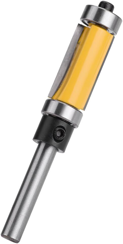 1/4 Inch Shank Pattern Flush Trim Router Bit with Top and Bottom Bearing Woodworking Tool, Blade Heigh 1 inch