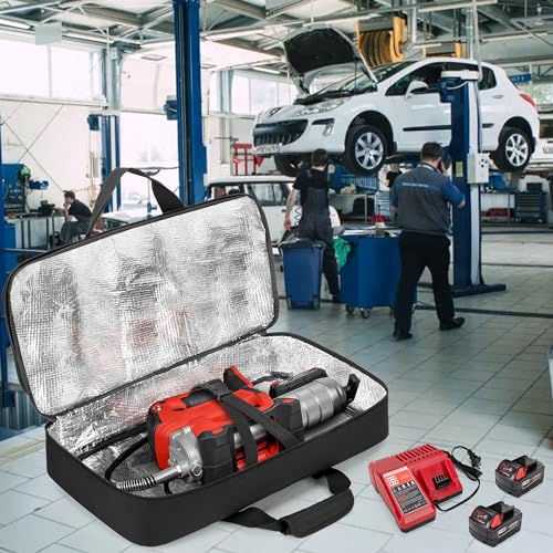 Image of Rexmica Carrying Bag Compatible with Milwaukee 2646-20 M18 / 2646-21ct M18 Grease Gun, Storage Bag Compatible with Dewalt DCGG571M1 / DCGG571B 20V Max Grease Gun, Grease Gun Case with Accessory Pocket